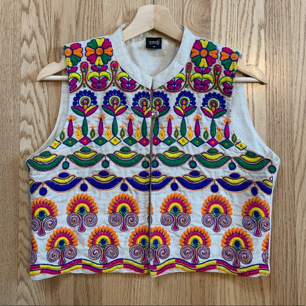 Embroidered Crop Vest